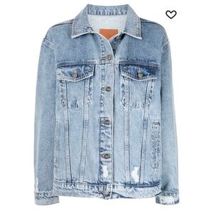 Anine Bing Pale Blue Distressed Oversized Denim Jacket